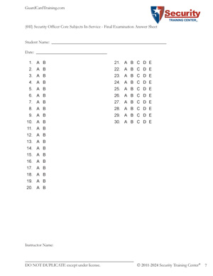 Final Examination Answer Sheet